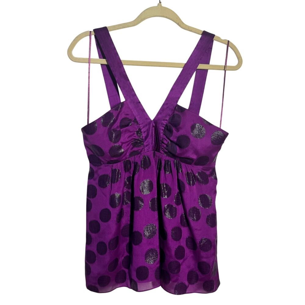 Tibi Y2K Polka Dot Tank Blouse‎ Women 6 Purple Silk Going Out Top Club Party